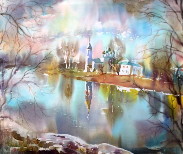 Батик городской пейзаж Санкт Петербург