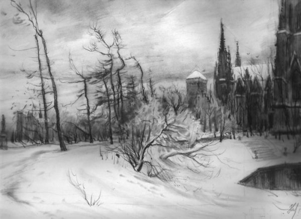 Зимний пейзаж соусом