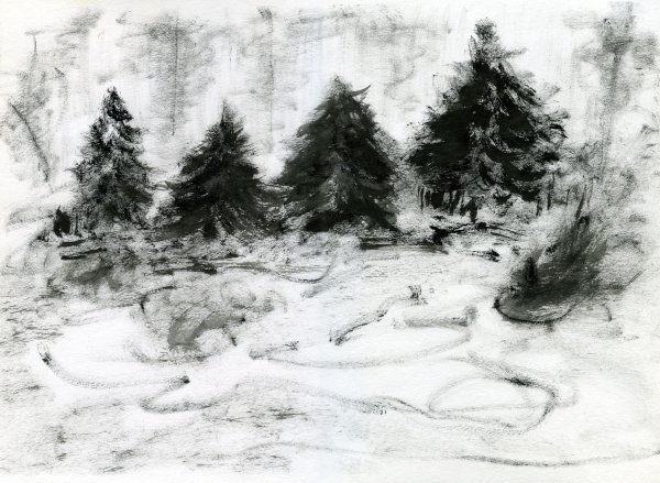 Сухая кисть пейзаж