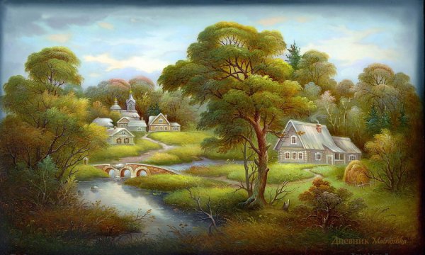 Лаковая миниатюра Федоскино пейзажи