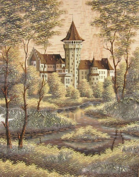 Замок в горах вышивка крестом Панна