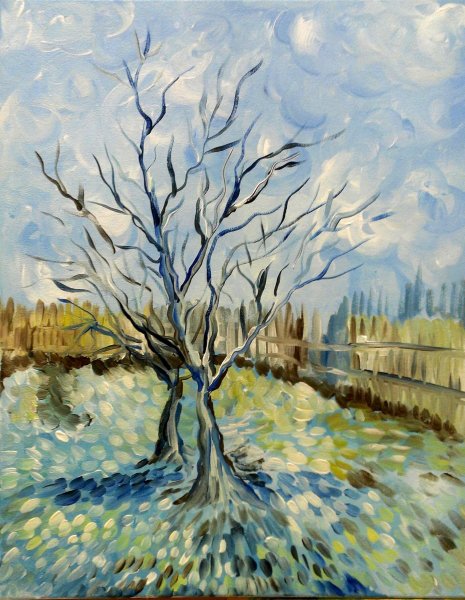 Ван Гог снежный пейзаж