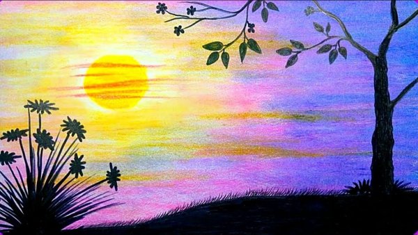 Пейзажи для детей легкие фломастерами