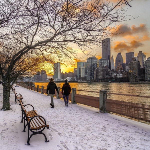 Нью Йорк зимний Манхэттен