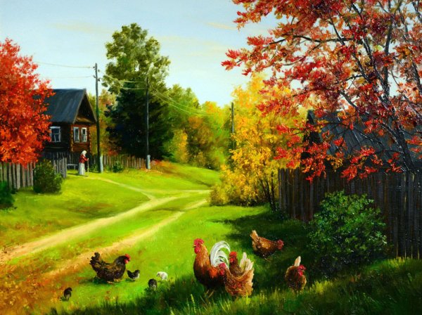 Художник Сергей Курицын деревня яблоня