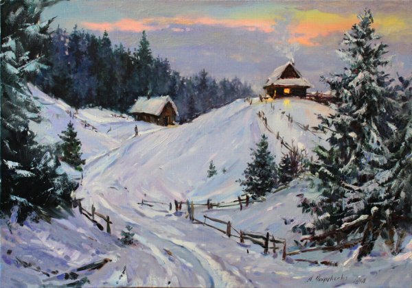 Художник Дмитрий Левин зима