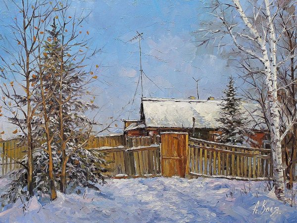Художник Дмитрий Левин зима вечер