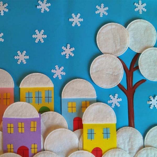 Аппликация зимний город