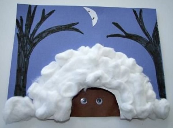 Зимние поделки из ватных дисков