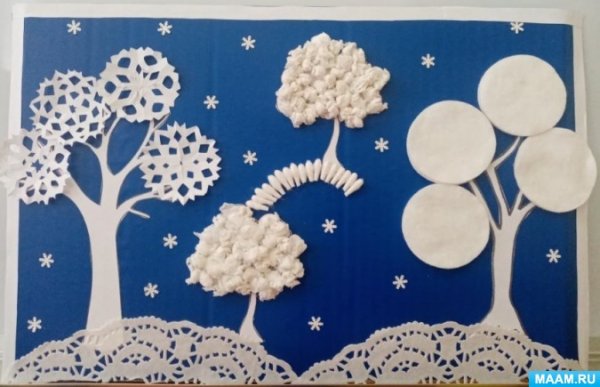 Зимняя аппликация в средней группе