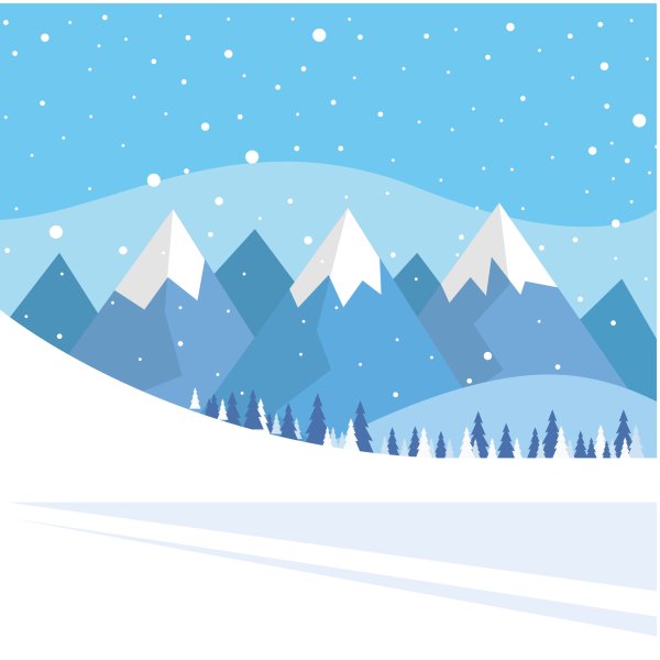 Зимний пейзаж в иллюстраторе