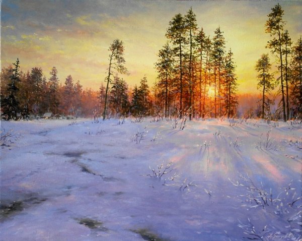 Художник Валерий Артамонов "зимний вечер"