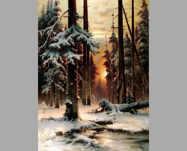 Колесников с. ф. зимний закат в еловом лесу. 1889