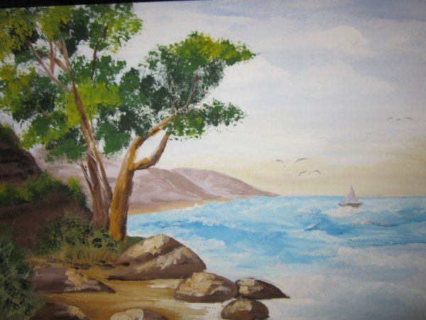 Морской пейзаж с деревом