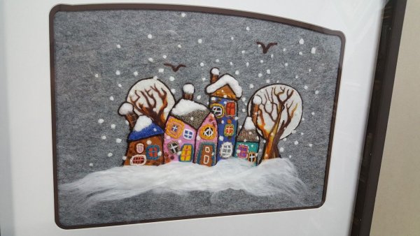 Панно из фетра зимний пейзаж