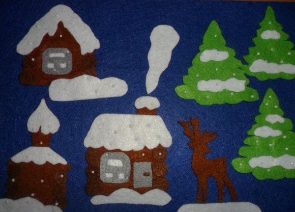 Зимняя картина из фетра