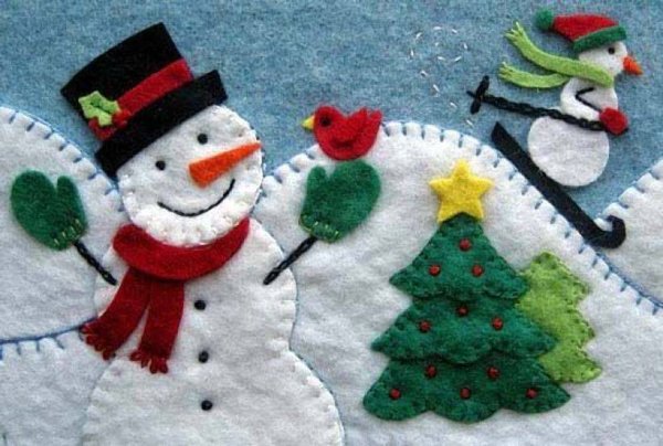 Зимнее деревце из фетра