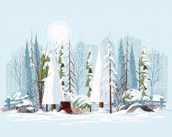 Зимний пейзаж компьютерная Графика