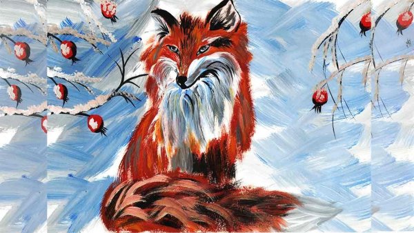 Снежная лиса арт