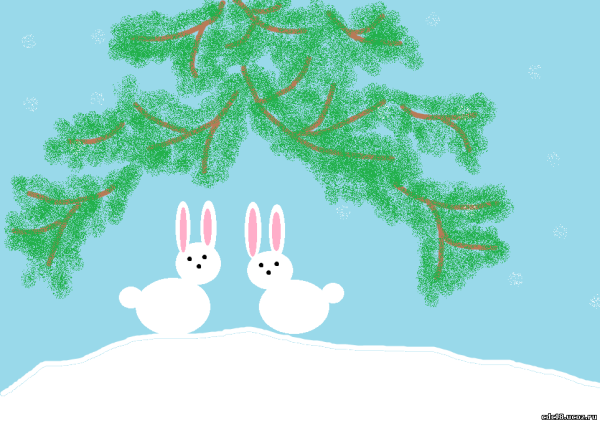 Заяц на зимней полянке