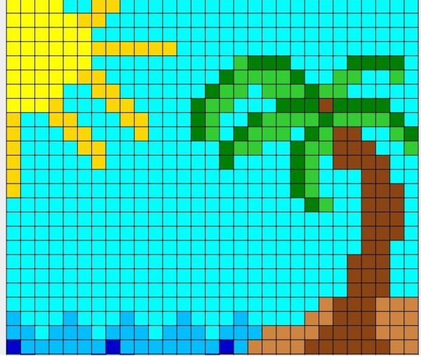 Пальма по клеточкам