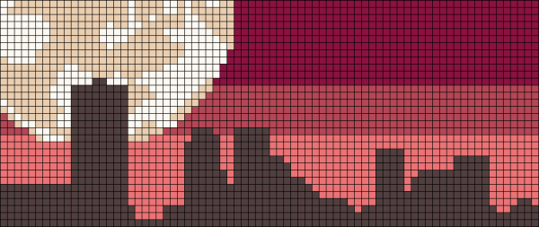 Пейзаж по клеточкам в тетради