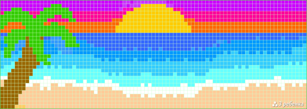 Пейзаж по клеточкам в тетради