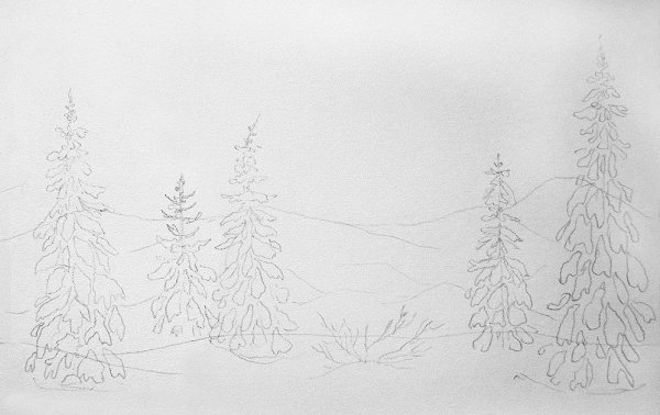 Зима карандашом