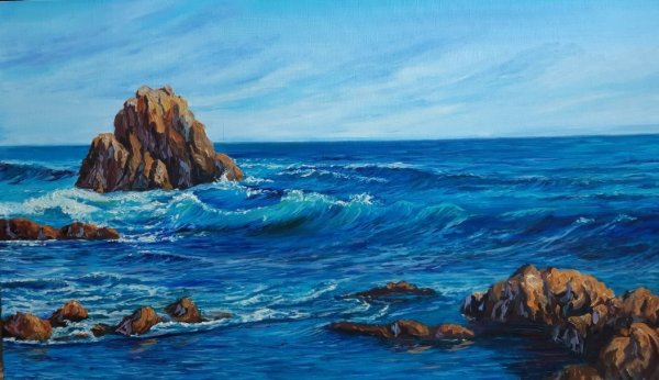 Камни у моря маслом