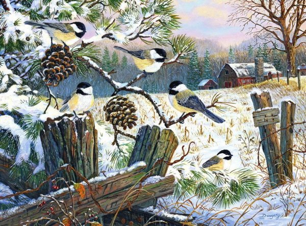 Картина с изображением кормушки