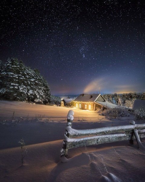 Картина зимний вечер