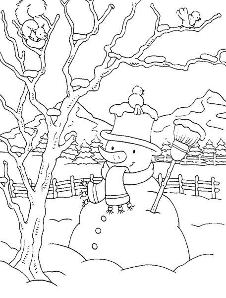 Снеговик раскраска
