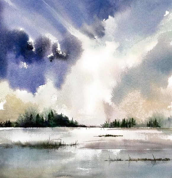 Акварель по сырому