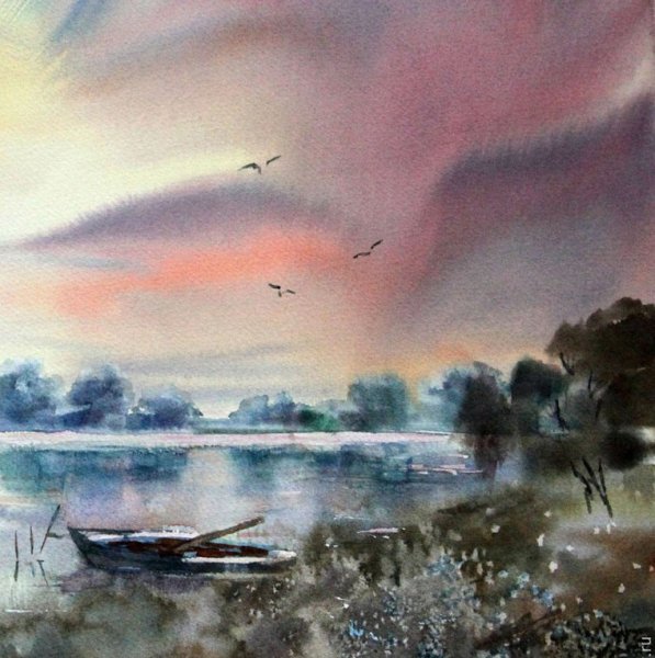 Акварель по сырому