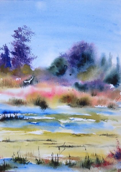 Пейзаж акварелью