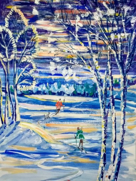 Зимняя композиция живопись