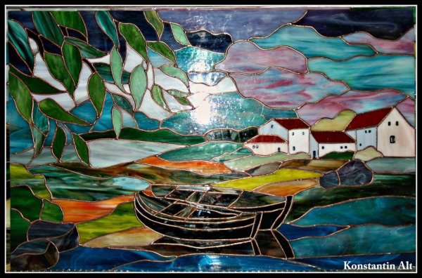 Витраж Тиффани море