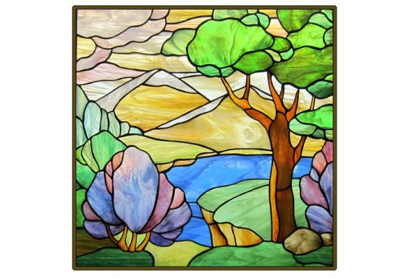 Пейзаж витражная техника