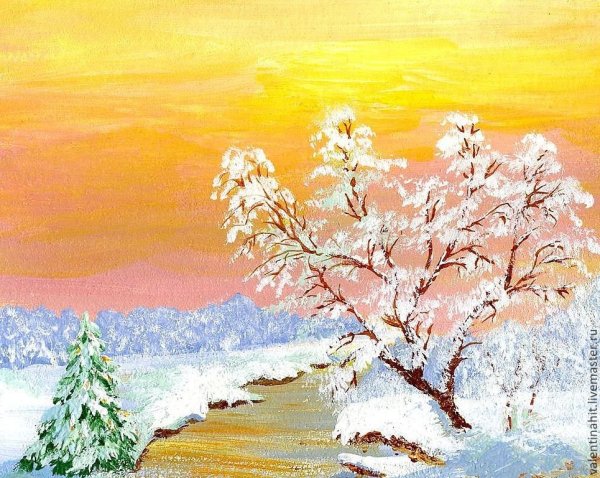 Рисование зимний пейзаж