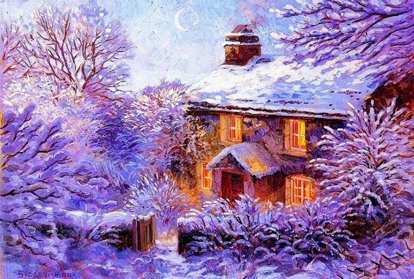 Художник Анатолий Перегудов-Васильев деревня зимой