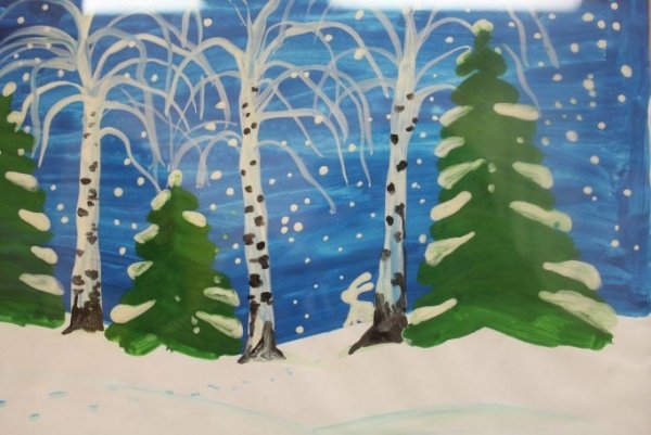 Зима рисунок для детей