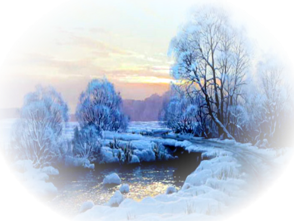 Зимний пейзаж на прозрачном фоне