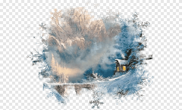 Зимний пейзаж на прозрачном фоне