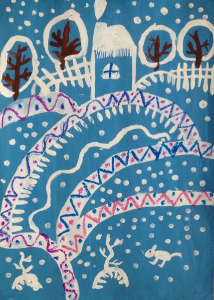 Необычная техника рисования для детей зима