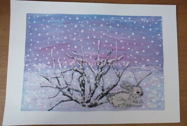 Мастер-класс зимний пейзаж в нетрадиционными техниками