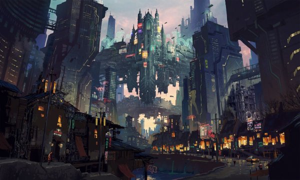 Cyberpunk город арт