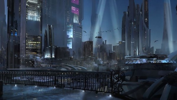 Fantasy Cyberpunk город