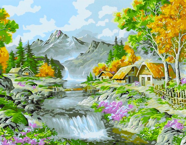 Алмазная живопись горный ручей аж1821