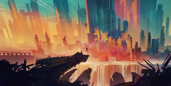 Fantasy Cyberpunk город