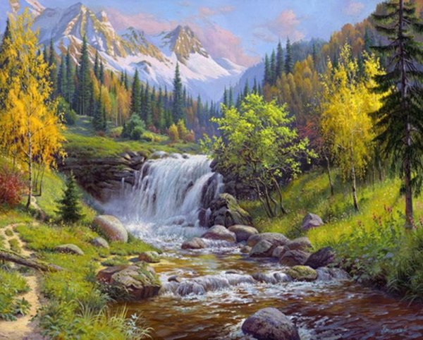 Художник Игорь Прищепа горный ручей